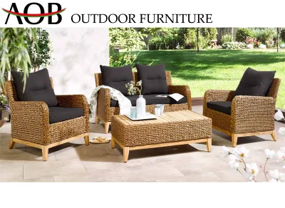  Jardín al aire libre Home Muebles de Comedor PE Rattan silla tejida Kd Rectangular mesa de comedor