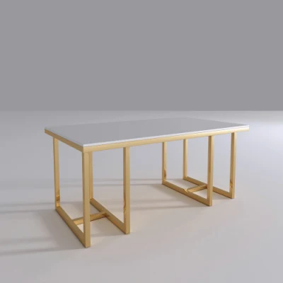  Comercio al por mayor Conjunto Moderno Mobiliario de casa de vidrio de metal de aluminio mesa de restaurante Top