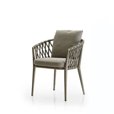 Silla de exterior de aluminio para jardín, restaurante de hotel y patio, silla de comedor de cuerda al por mayor de Lecong.