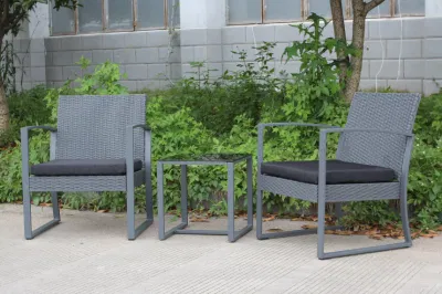 La tabla al aire libre muebles 3 piezas de plástico acolchado impermeable Patio conjunto mimbre Rattan