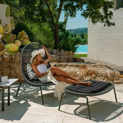  Alta calidad Jardín Lounger Hotel Muebles exterior Piscina Sol Cama Rope Woven al aire libre tumbona