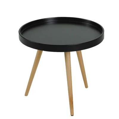 Comercio al por mayor Home jardín Muebles de Salón mesa redonda blanca de madera maciza mesa de café con piernas de madera maciza