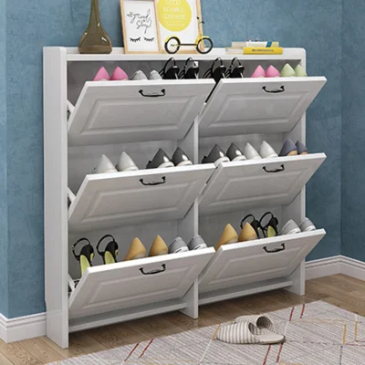  China OEM ODM Rotating Shoe Cabinet Hallway Wooden MDF Shoe Rack for Home