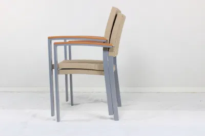 Precio barato Jardín exterior impermeable aluminio Textileno comedor silla brazo