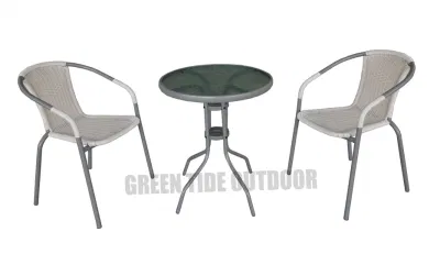  Jardín al aire libre Patio Muebles Ratán mimbre silla pila Bistro 3pcs Conjuntos
