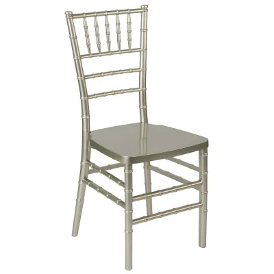  Sillas Tiffany Chiavari apilables de champán de resina metálica para la fiesta de bodas