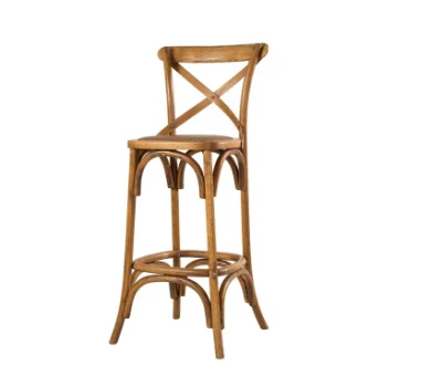 Venta al por mayor moderno caliente Madera Cross Back Bar silla de ratán (ZG25-002)