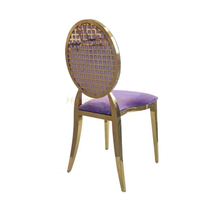 Muebles modernos de Camping Boda Nuevo Modelo de Cena Mesa y Sillas Velvet Round Back silla de comedor de boda de acero inoxidable Silla de camping
