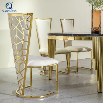  Casa interior de lujo OEM SS Acero cromo espejo Muebles Restaurante Silla de comedor
