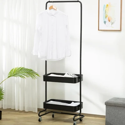 Perchero de pie dormitorio colgador de ropa con estantes Rack