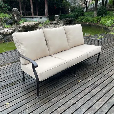 Muebles de aluminio fundido Mobiliario de jardín exterior Sofá trenzado 5PCS