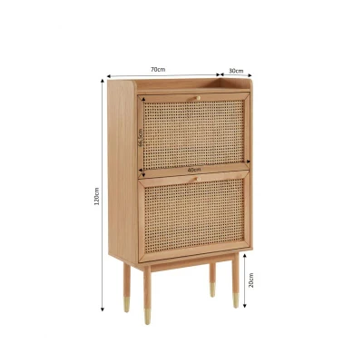 Nova de madera maciza de diseño moderno salón de ratán zapato 2 Cajones del armario rack de la zapata de Made in China