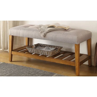 Muebles de hogar de almacenamiento Rack MDF Zapata banco con un paño de color gris claro alfombrilla para Salón