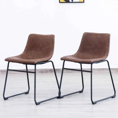 Respaldo medio Marrón/Negro imitación de piel acolchado silla comedor Contador sin armas Heces