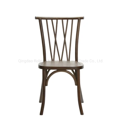  Comercio al por mayor X Volver las tiras de madera nueva vuelta de la Cruz apilable de comedor silla de comedor para el evento de boda Retntal Comedor