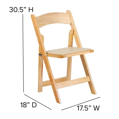  Fiesta de Banquete al por mayor Natural de madera Wimbledon silla plegable con relleno para Boda