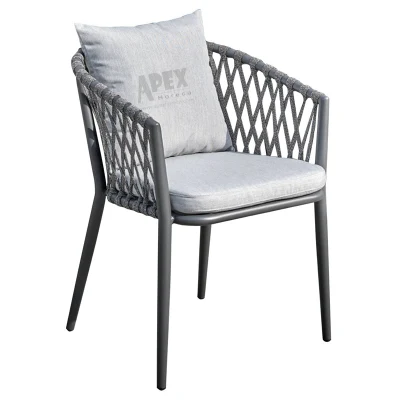  Silla de comedor de cuerda de aluminio exterior apilable barata