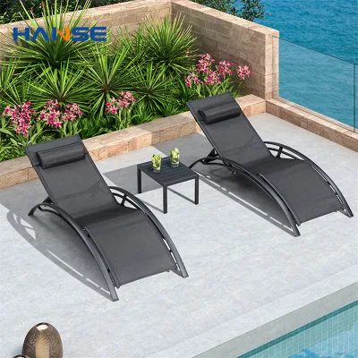 Piscina exterior Sillas de salón Mobiliario de jardín Patio Ratán ajustable Sol Tumbonas para Hoteles de Playa