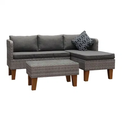  Juego de muebles de patio exterior 3 piezas de mimbre esquina sofá