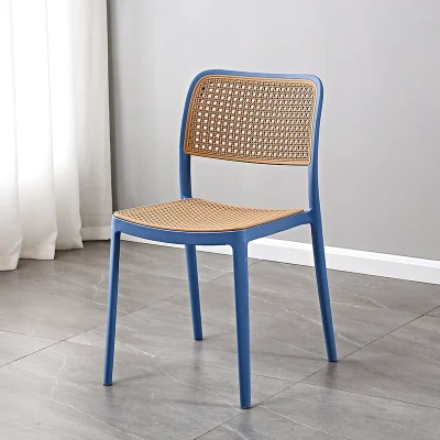 Muebles modernos al por mayor exterior de plástico Ratán comedor Sillas Cocina Restaurante Casillas apilables