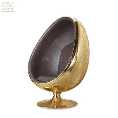 Industrial Club Hotel Casa Muebles Metal Bar forma de huevo Golden Aviator - silla de cuero con hoja de cobre