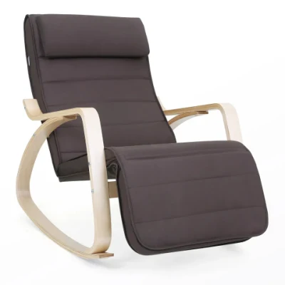 Hogar Muebles de madera silla mecedora con reposapiés y reposacabezas