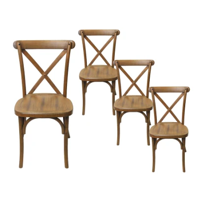  Casa Rural comedor apilable Walnut resina X trasero Cruz detrás silla Para la fiesta de boda