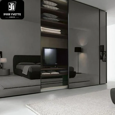 Yvt moderno OEM Brown de madera espejada construcción independiente en esquina Almacenamiento de contrachapado 3 Puerta Zapatos estante Dresser Cajón organizado Armario dormitorio closet