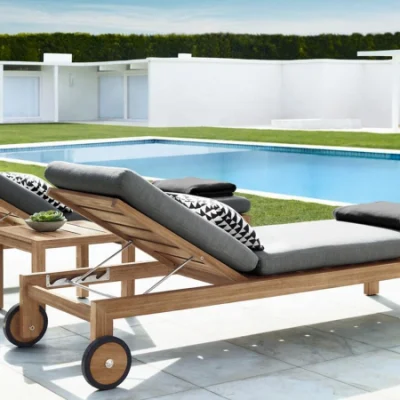  Venta directa de fábrica y moderno Hotel Playa Piscina juego de patio Muebles exteriores Tumbonas de plástico