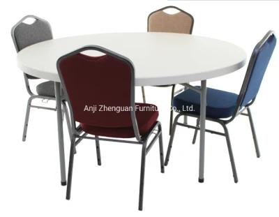 Fabricante profesional de tela apilable Borgoña Corona Metal Acero Hotel Sillas para banquetes con mobiliario de comedor (ZG10-003)