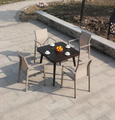 Impermeable al aire libre bronceador leche té café tienda Paño de red de aleación de aluminio silla de mesa Villa pequeño patio al aire libre