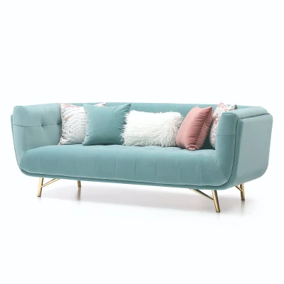  Estilo nórdico Zhida Metal pierna 2 asientos Sofá tejido Velvet Un amor