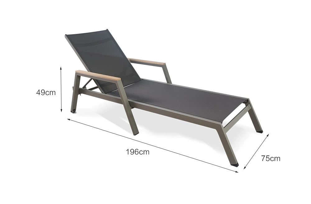 Aluminum Frame Textilene Sling Outdoor Poolside Sunbed Chaise Beach Chair Sun Lounger