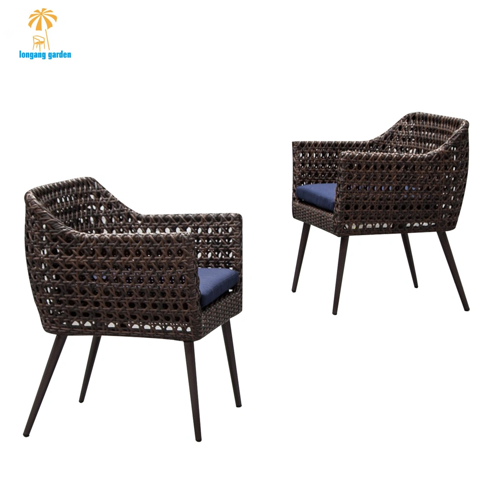 China Aluminum Frame Plastic Rattan Woven Outdoor Restaurant Patio Dining Arm Chair