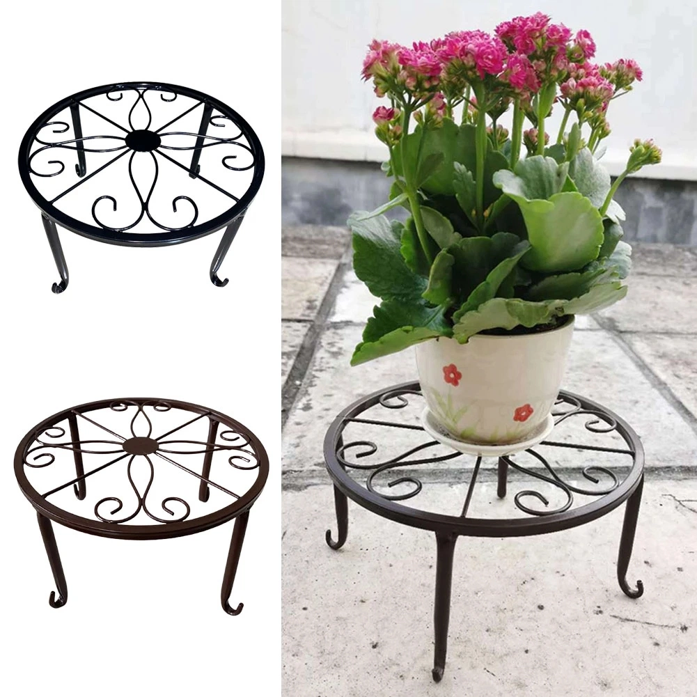 Display Shelf Stool Rustproof Home Decor Table Indoor Outdoor Durable Garden Round Plant Stand Retro Iron Holder Flower Pot