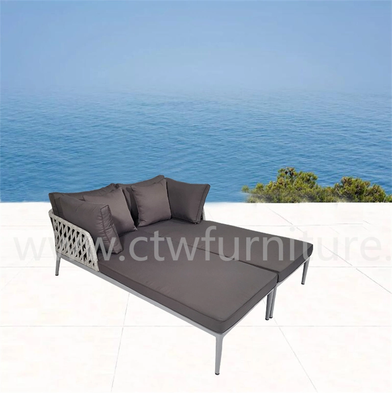 Mesh Fabric Textilener Bed Outdoor Garden Reclining Adjustable Backrest Chaise Sun Lounger