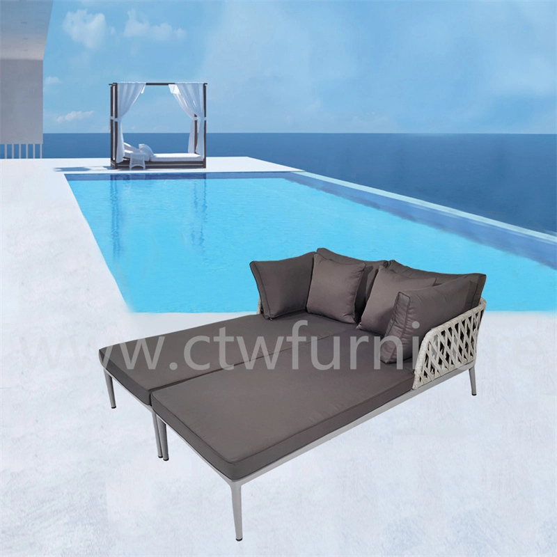 Mesh Fabric Textilener Bed Outdoor Garden Reclining Adjustable Backrest Chaise Sun Lounger