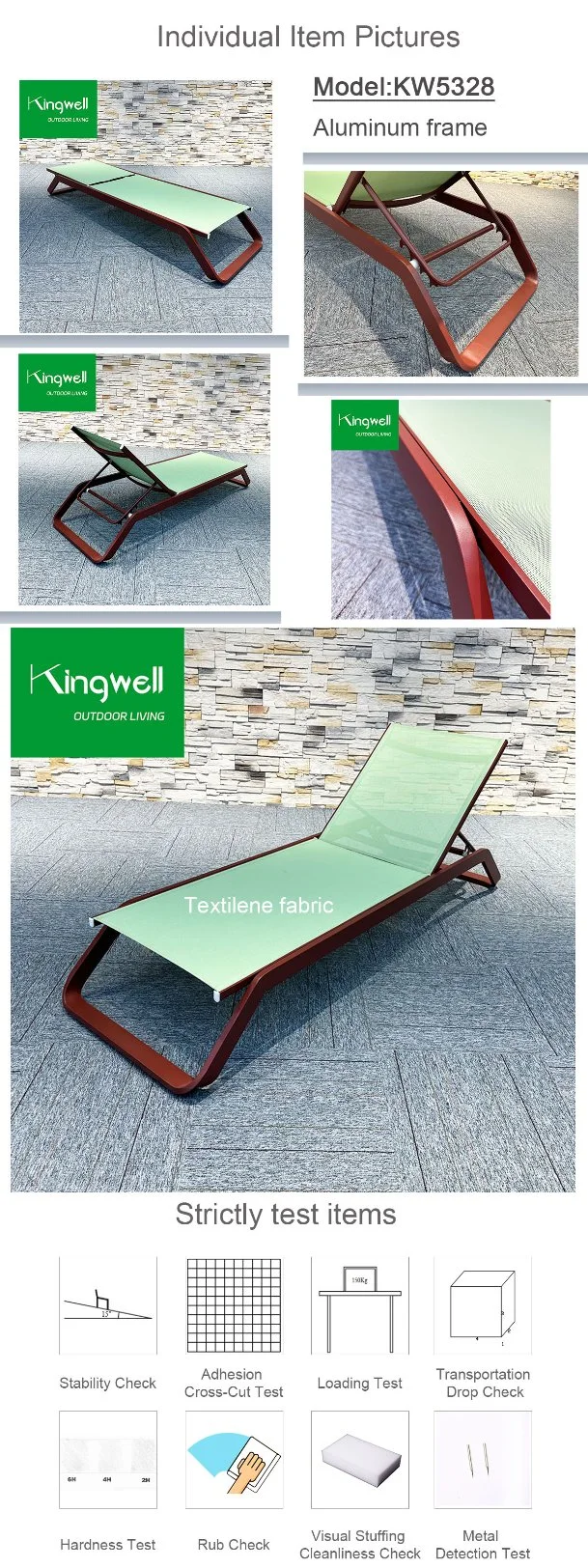 Custom Furniture Outdoor Aluminum Lounge Garden Sunbed Sun Lounger for Swimming Pool