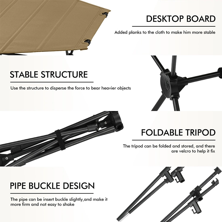 Kinggear New Arrive Outdoor Glamping Portable Hexagon Camping Picnic Table Compact Aluminum Frame Camp Foldable Table