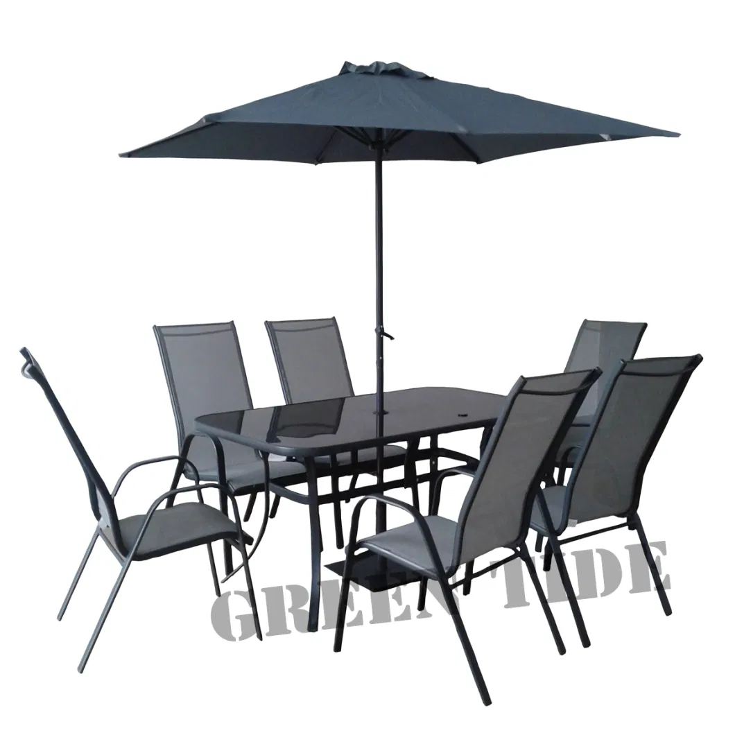 Outdoor Garden Patio Furniture Dining Sets 8PCS with Umbrella