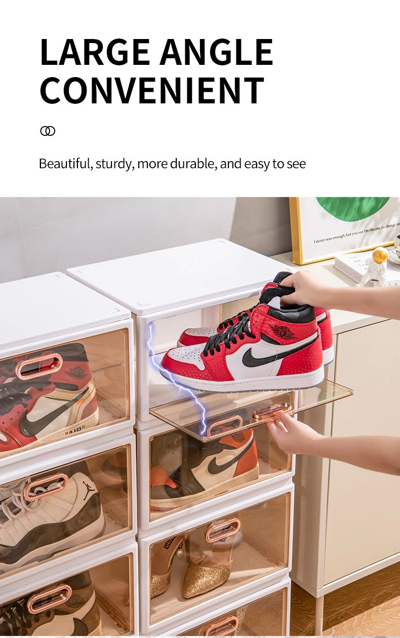 Lvcat Shoe Box Integrated High Side-Opening Transparent Sneaker Shoes Cabinet Magnet Folding Plastic Shoe Storage Rack