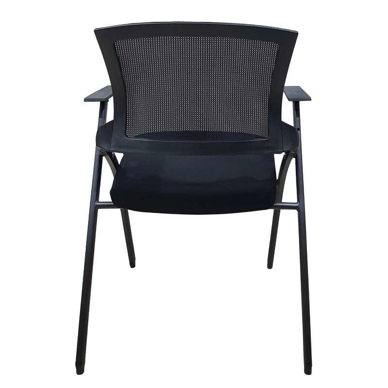 Folding and Stacking Black Mesh Armchairs