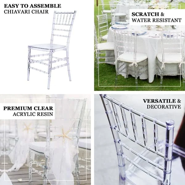 Hot Sale Wedding Banquet Events Plastic Resin Clear Chiavari Tiffany Chairs