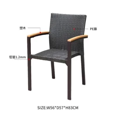 Stackable Outdoor Garden Cafe Wicker French Outdoor Rattan Wicker Chair and Table Set Garden Chair Best Sale Rattan Chair