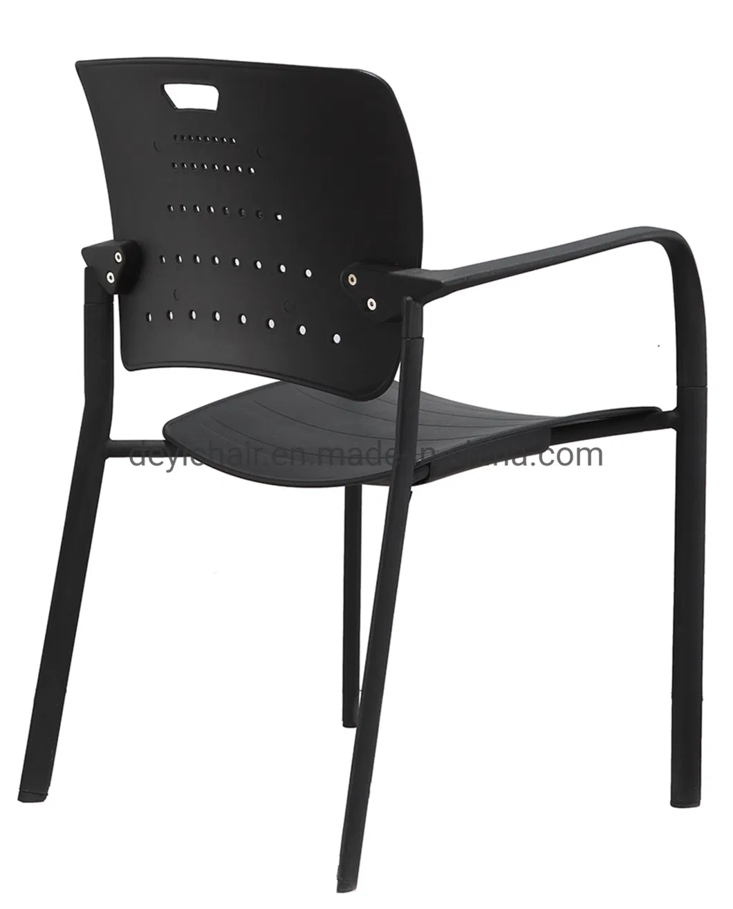 Black Color Metal Coated Frame Foldable Plastic Back Seat Cover 25mm Tube 1.8mm Thickness Conference Room Chair