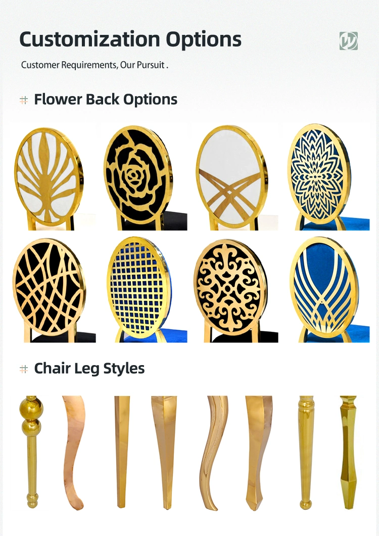 High Cross-Back Legs Design Golden Carving Flower Back Wedding Banquet Chairs