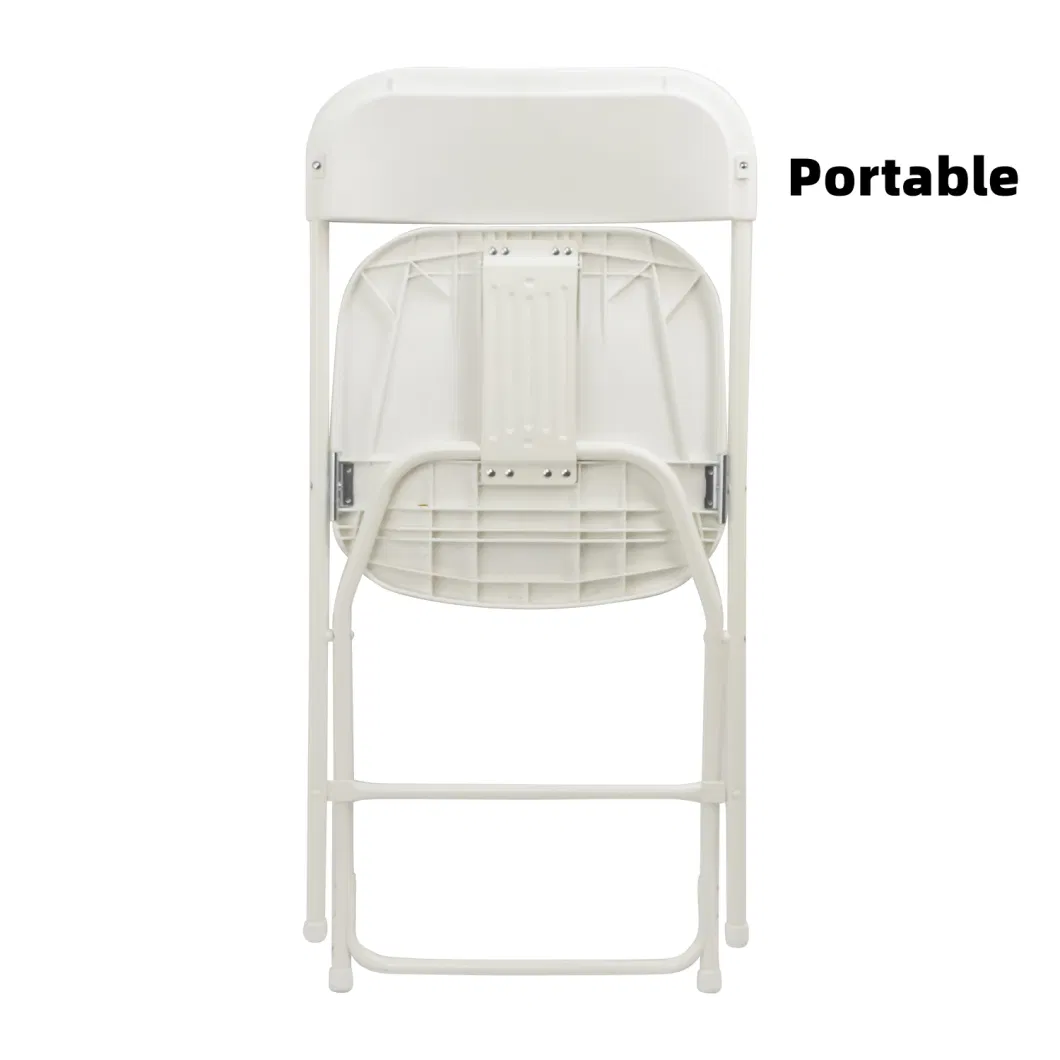 Wholesale Portable Outdoor Metal Tube White Plastic Folding Chairs for Events