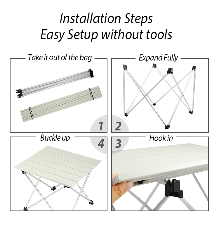 OEM Custom Outdoor BBQ Picnic Portable Foldable Folding Fishing Aluminum Camping Table