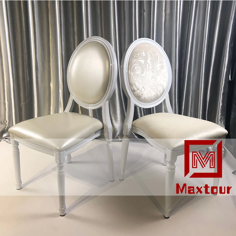 White Aluminum Frame Flower Fabric French Style Round Back Dining Chair