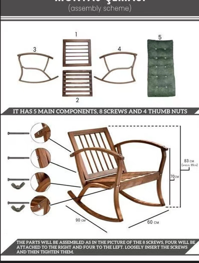 Luxury Handmade Furniture Modern Wood Porch Reading Ergonomic Rocking Armchair